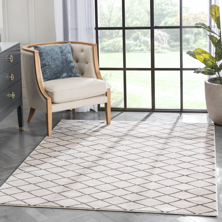 Aiden Trellis Modern Ivory Soft Rug BAL-22