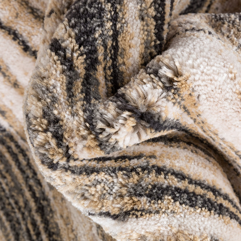 Sebastian Striation Modern Ivory Brown Soft Rug BAL-42
