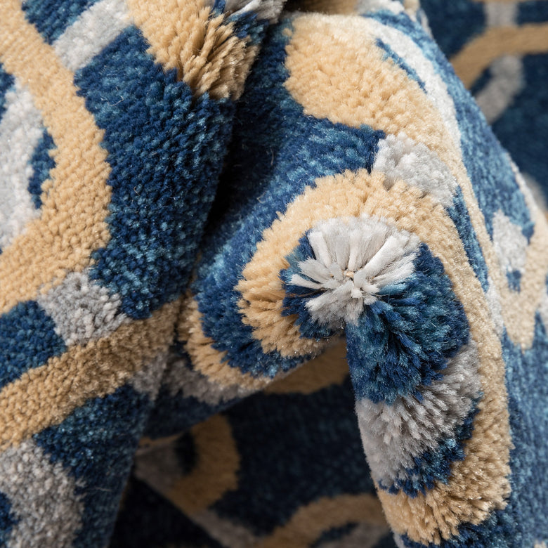 Levi Modern Geometric Blue Ivory Soft Rug BAL-54