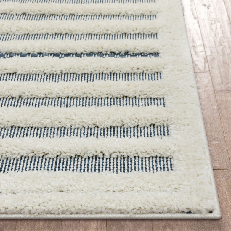Luna Tribal Moroccan Diamond Pattern Blue High-Low Flat-Weave Rug BG-54-