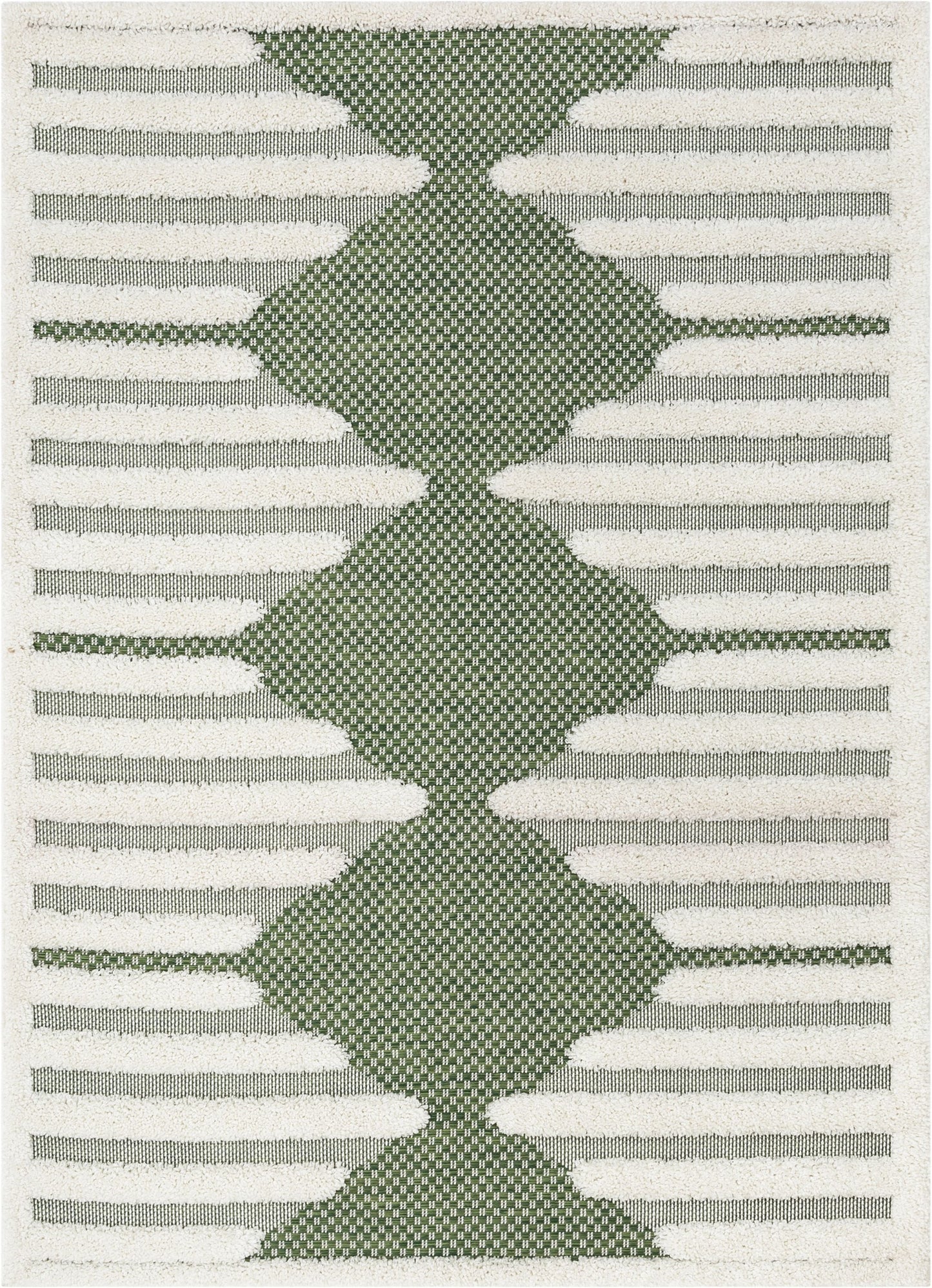 Luna Tribal Moroccan Diamond Pattern Green High-Low Flat-Weave Rug BG-55