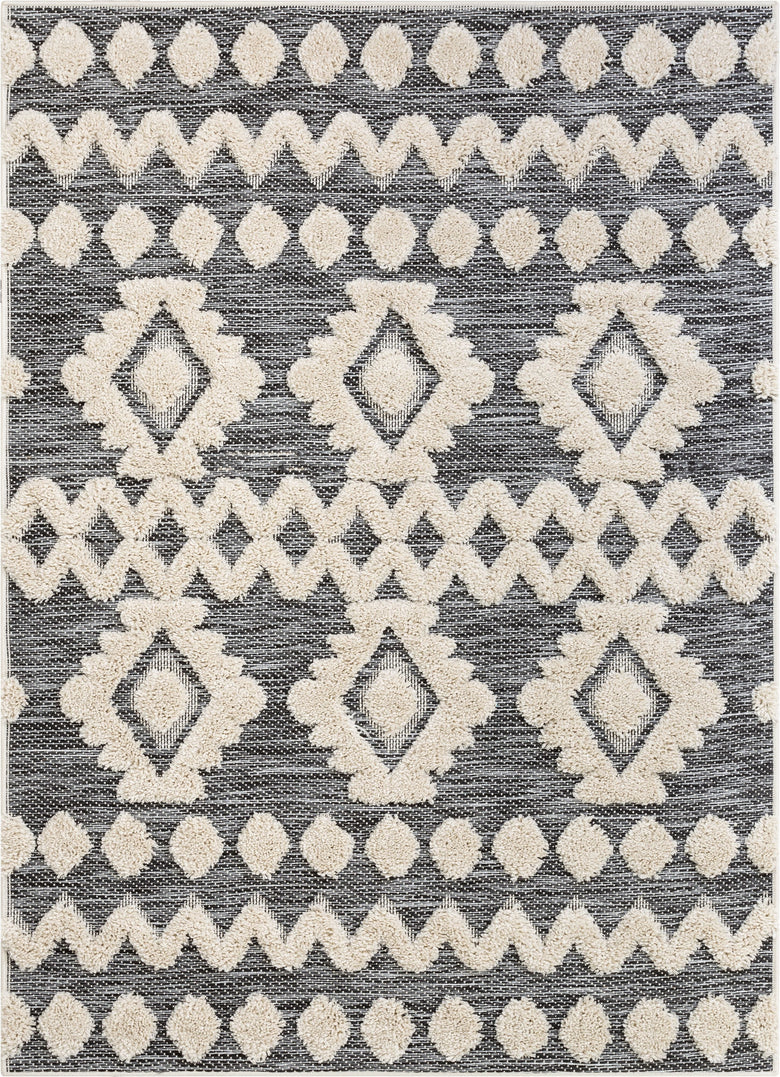 Chiara Tribal Moroccan Grey High-Low Flat-Weave Rug BG-87