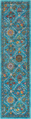 Sabra Bohemian Vintage Panel Floral Blue Rug BL-44