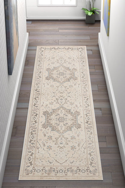 Mariah Beige Vintage Oriental Medallion Rug CA-82