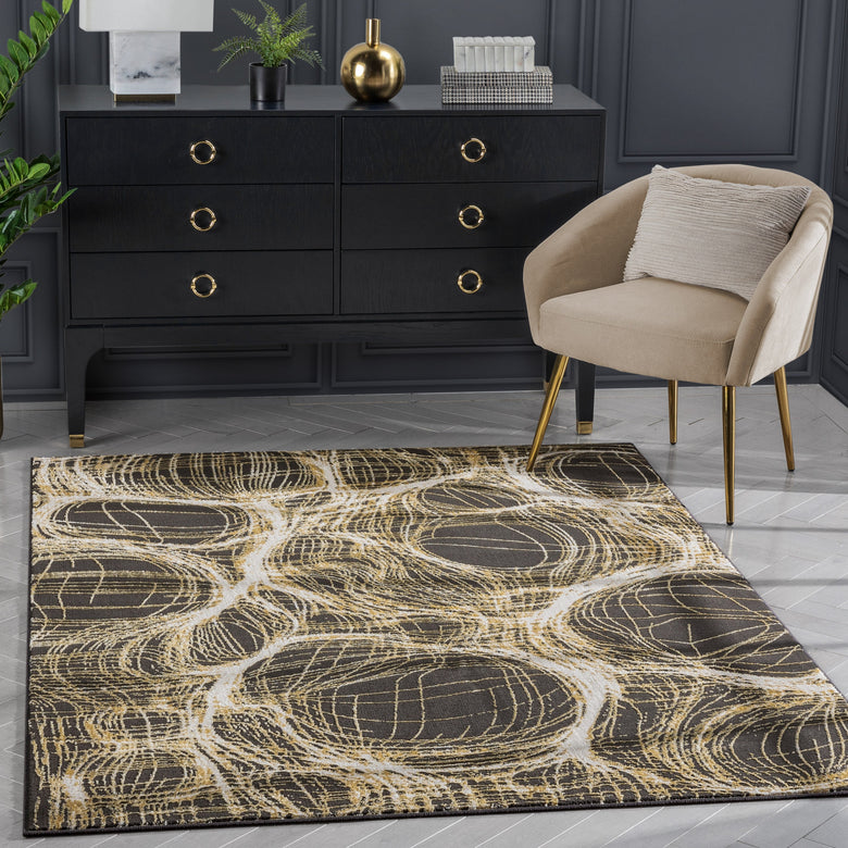 Sinead Vintage Abstract Yellow Glam Rug CAI-111