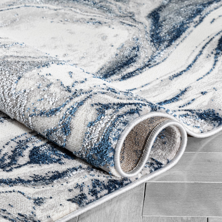 Fay Modern Abstract Blue Glam Rug CAI-44