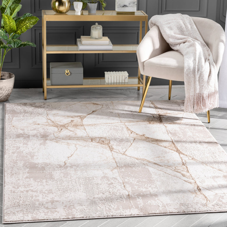 Allegra Modern Abstract Ivory Glam Rug CAI-52