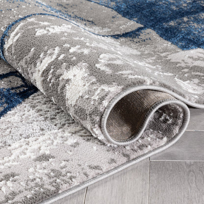 Allegra Modern Abstract Blue Glam Rug CAI-54