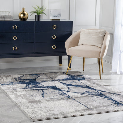 Allegra Modern Abstract Blue Glam Rug CAI-54