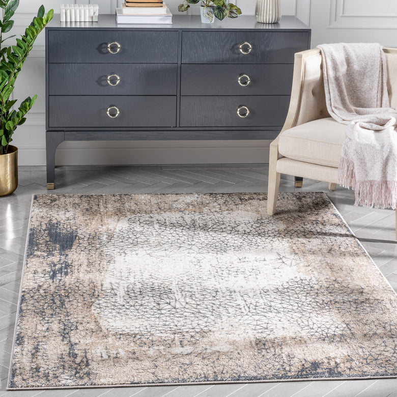 Joelle Vintage Abstract Floral Grey Glam Rug CAI-77