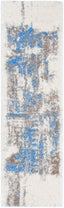 Sariah Modern Abstract Ivory Blue Shag Rug CAN-14