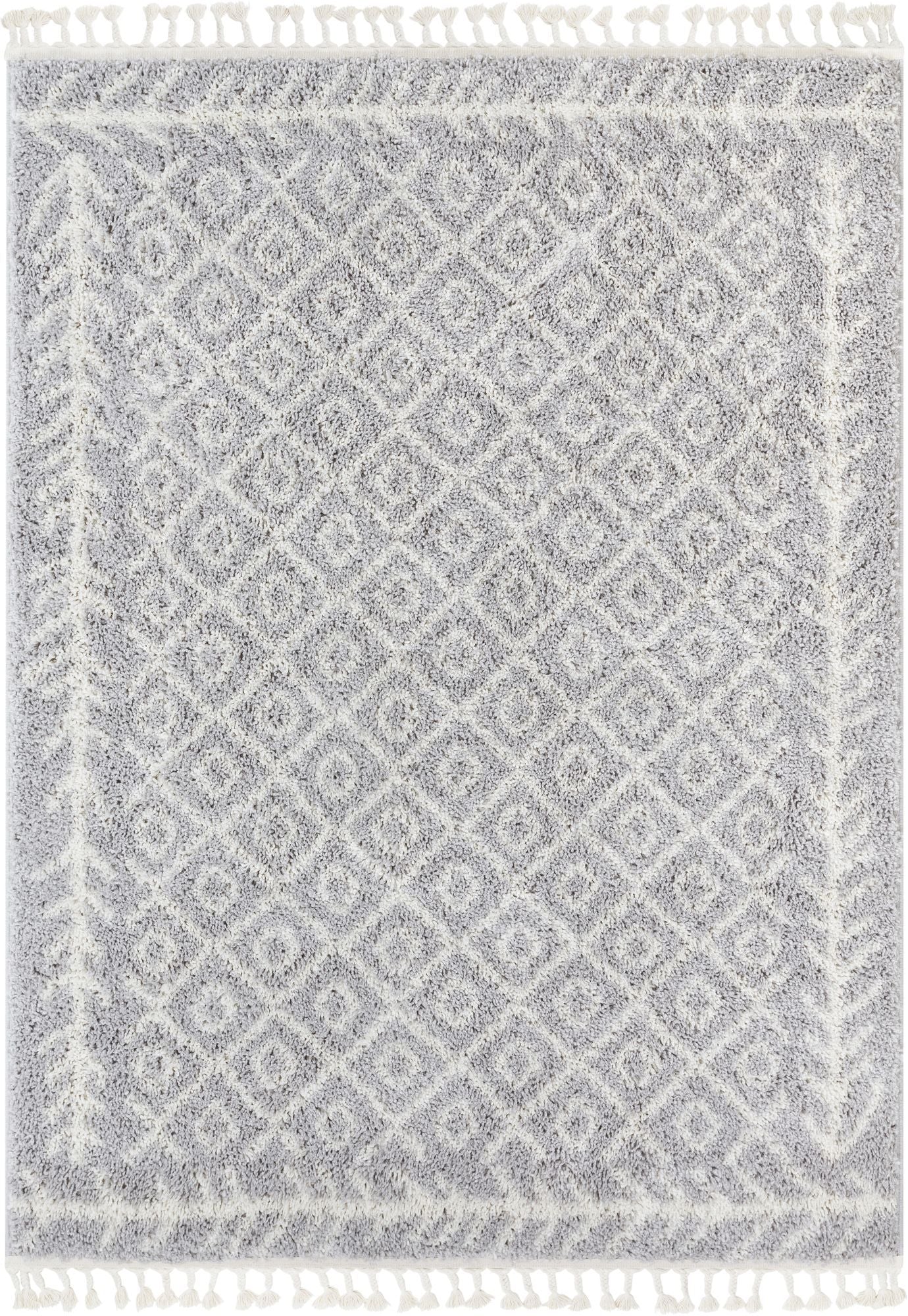 Agata Moroccan Geometric Shag Grey Rug CB-137