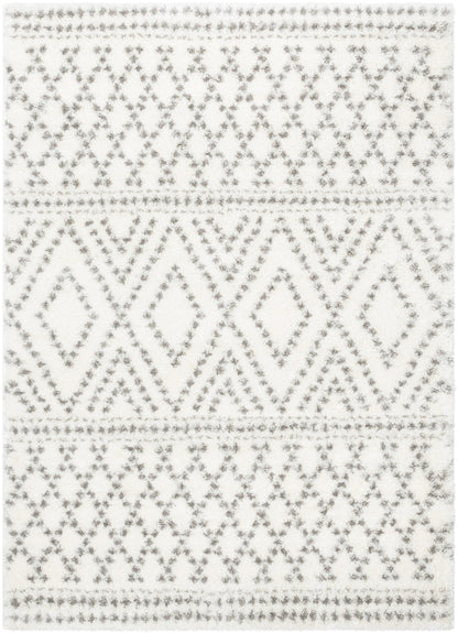 Evora Moroccan Diamond Pattern Ivory Thick & Soft Shag Rug CE-12