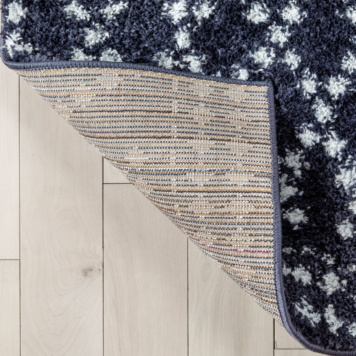 Evora Moroccan Diamond Pattern Blue Thick & Soft Shag Rug CE-14