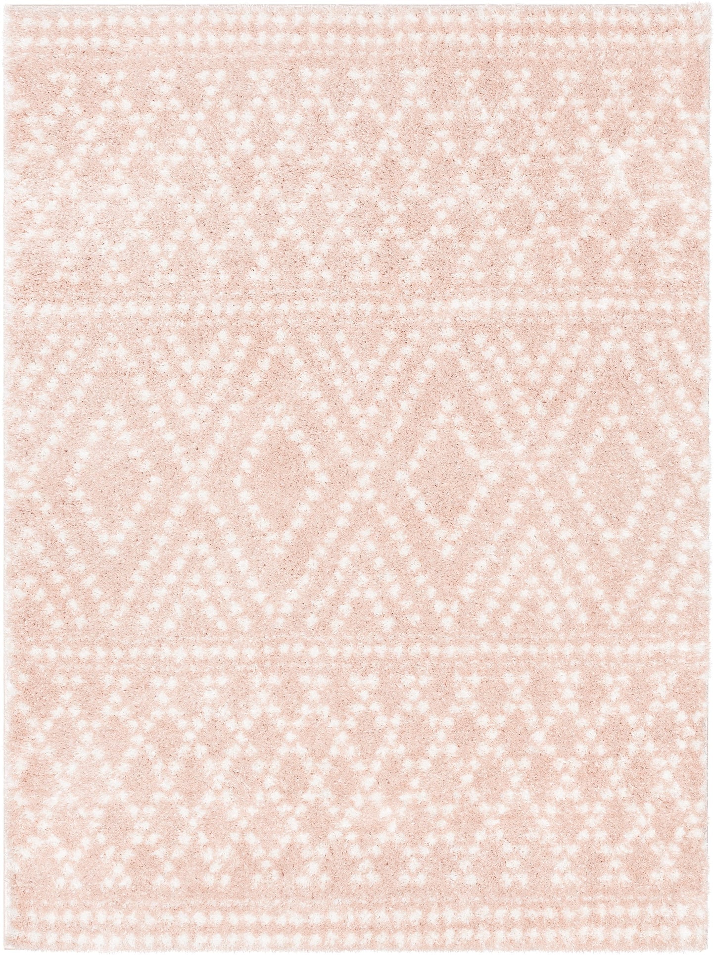 Evora Moroccan Diamond Pattern Blush Thick & Soft Shag Rug CE-19