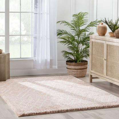 Evora Moroccan Diamond Pattern Blush Thick & Soft Shag Rug CE-19