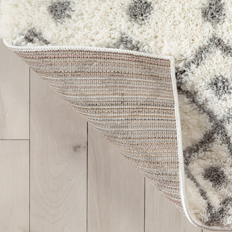 Coimbra Moroccan Diamond Pattern Ivory Thick & Soft Shag Rug CE-22