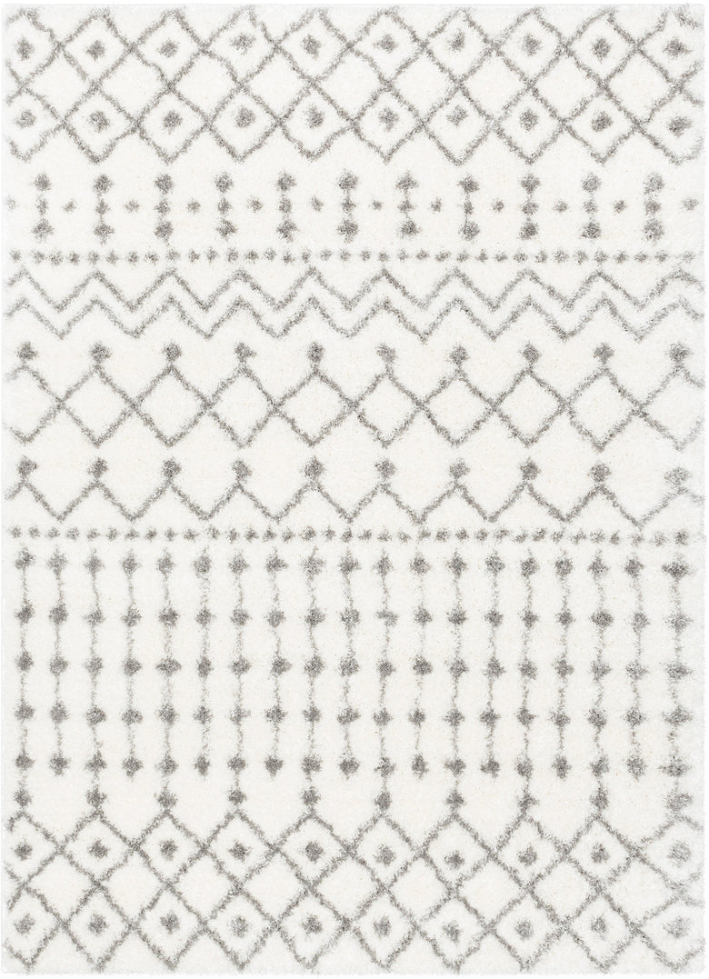 Coimbra Moroccan Diamond Pattern Ivory Thick & Soft Shag Rug CE-22