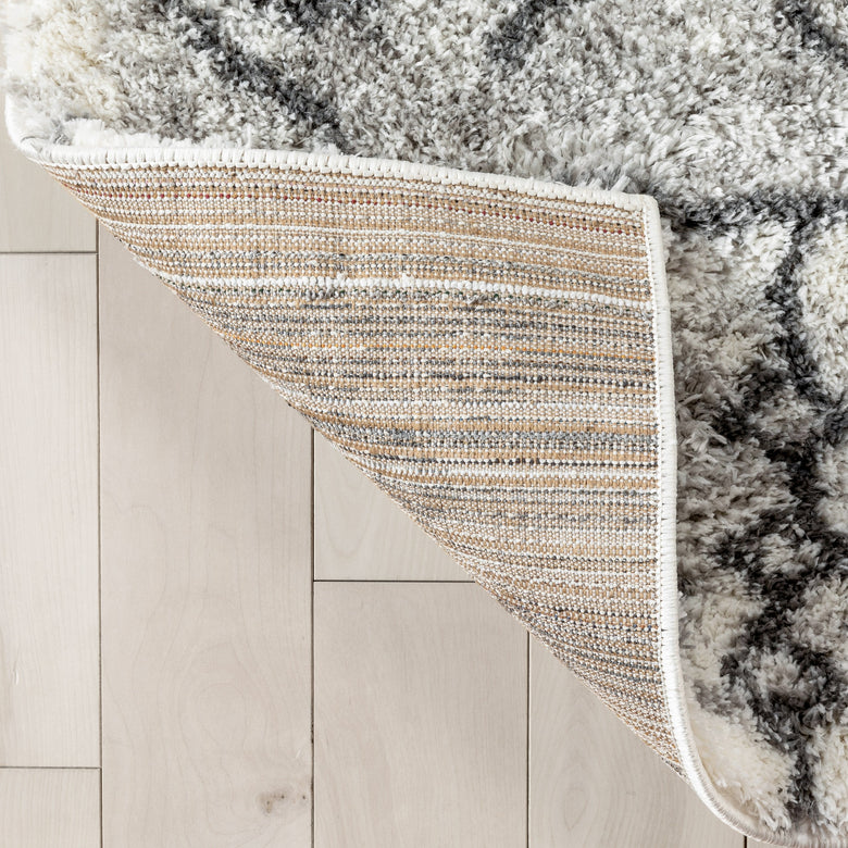Braga Tribal Geometric Pattern Ivory Thick & Soft Shag Rug CE-32