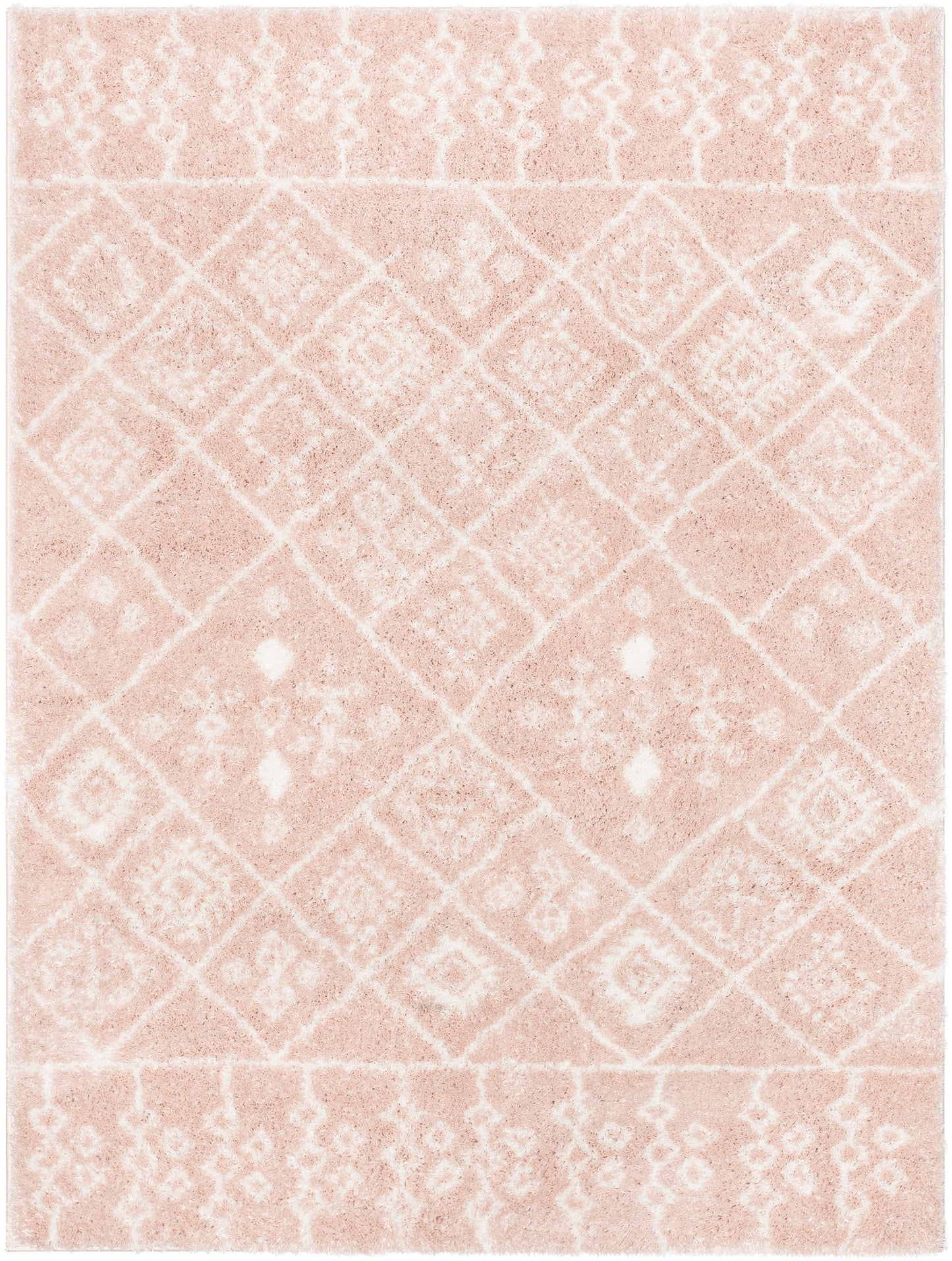 Braga Tribal Geometric Pattern Blush Thick & Soft Shag Rug CE-39