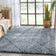 Aviero Moroccan Lattice Trellis Blue Thick & Soft Shag Rug CE-44