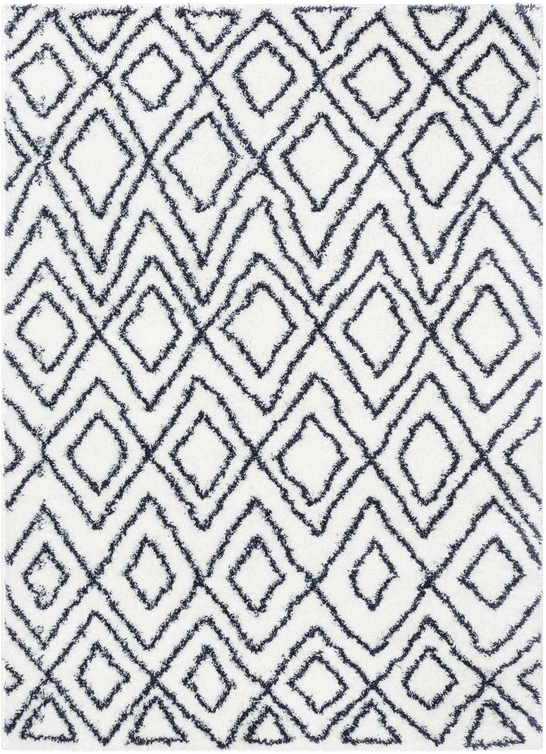Lagos Tribal Diamond Pattern Blue Thick & Soft Shag Rug CE-54