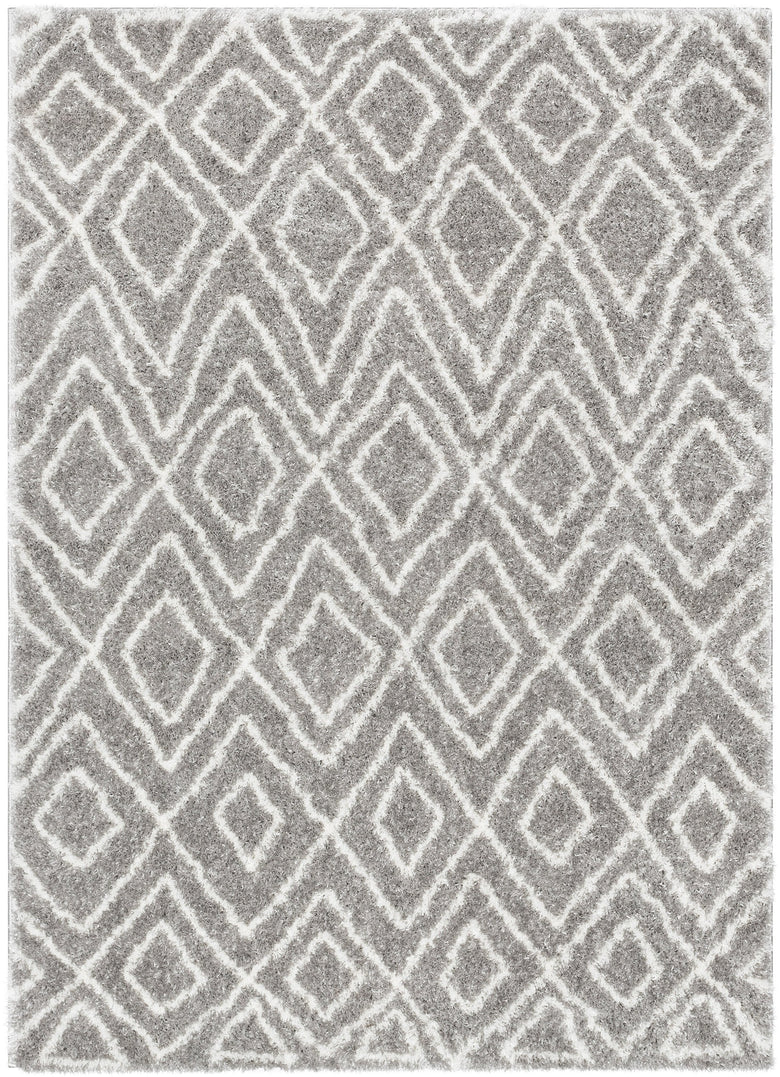 Lagos Tribal Diamond Pattern Grey Thick & Soft Shag Rug CE-57