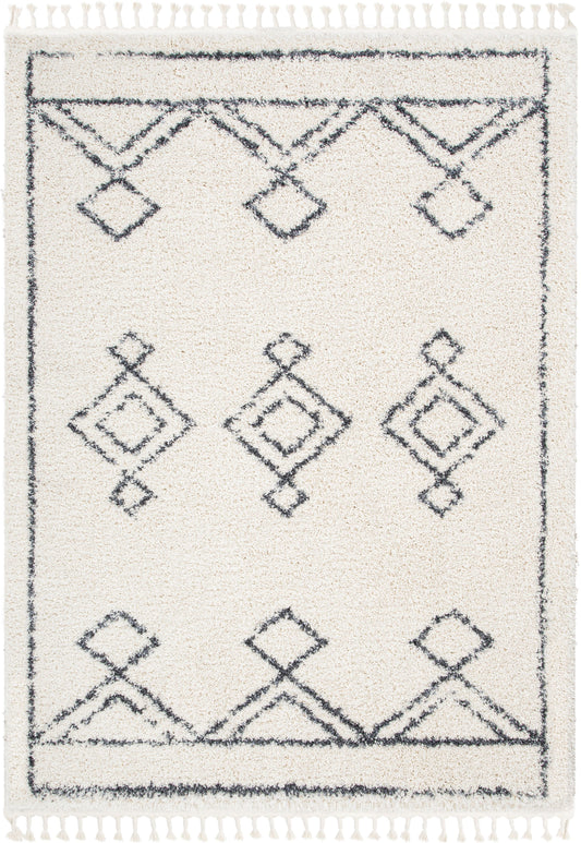 Verdant Tribal Diamond Pattern Ivory Super Soft And Thick Shag Rug CH-02