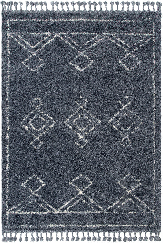 Verdant Tribal Diamond Pattern Blue Super Soft And Thick Shag Rug CH-04