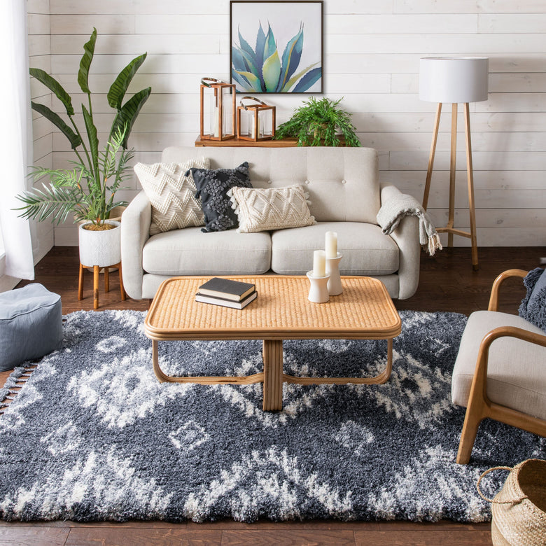 Mona Tribal Southwestern Blue Super Soft And Thick Shag Rug CH-34