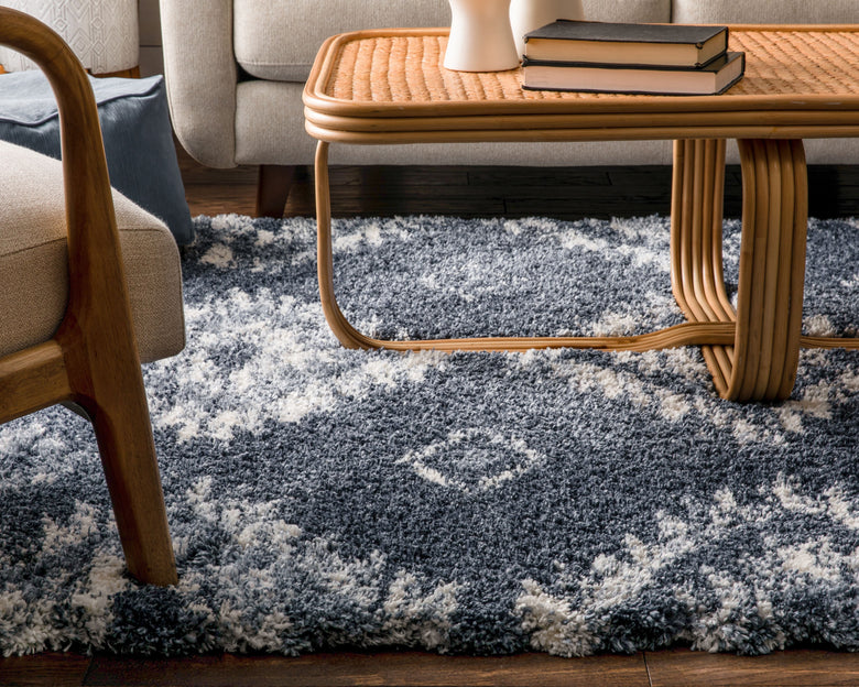 Mona Tribal Southwestern Blue Super Soft And Thick Shag Rug CH-34