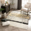 Fanos Modern Distressed Abstract Brush Strokes Yellow Grey Kilim-Style Rug CHA-21