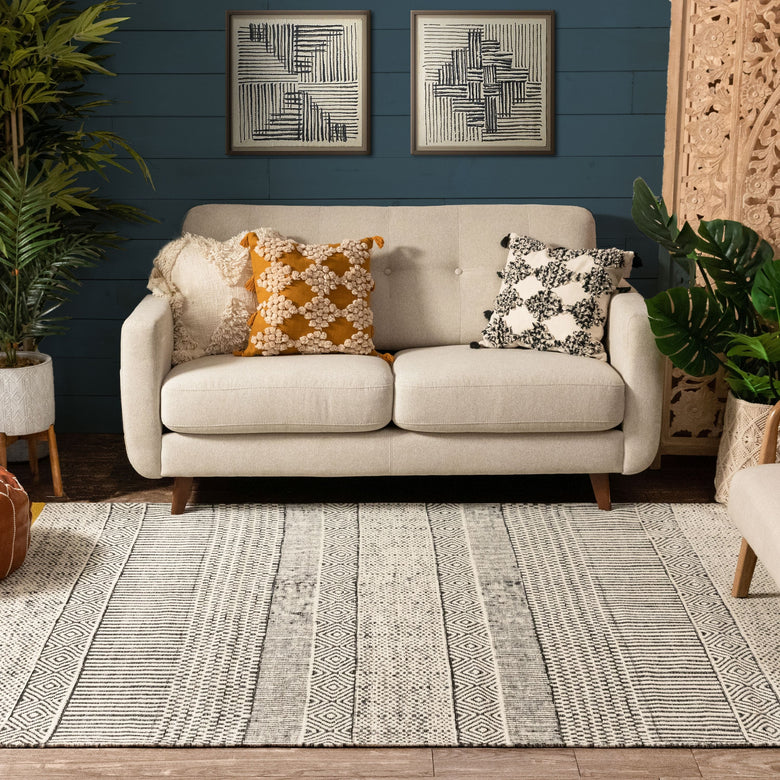Largo Modern Abstract Geometric Pattern Gold Kilim-Style Rug CHA-41