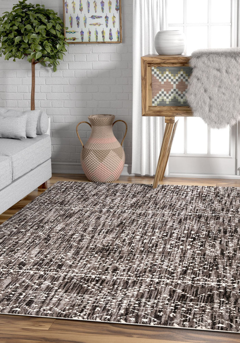 Beverly Anthracite Modern Vintage Distressed Rug DE-13