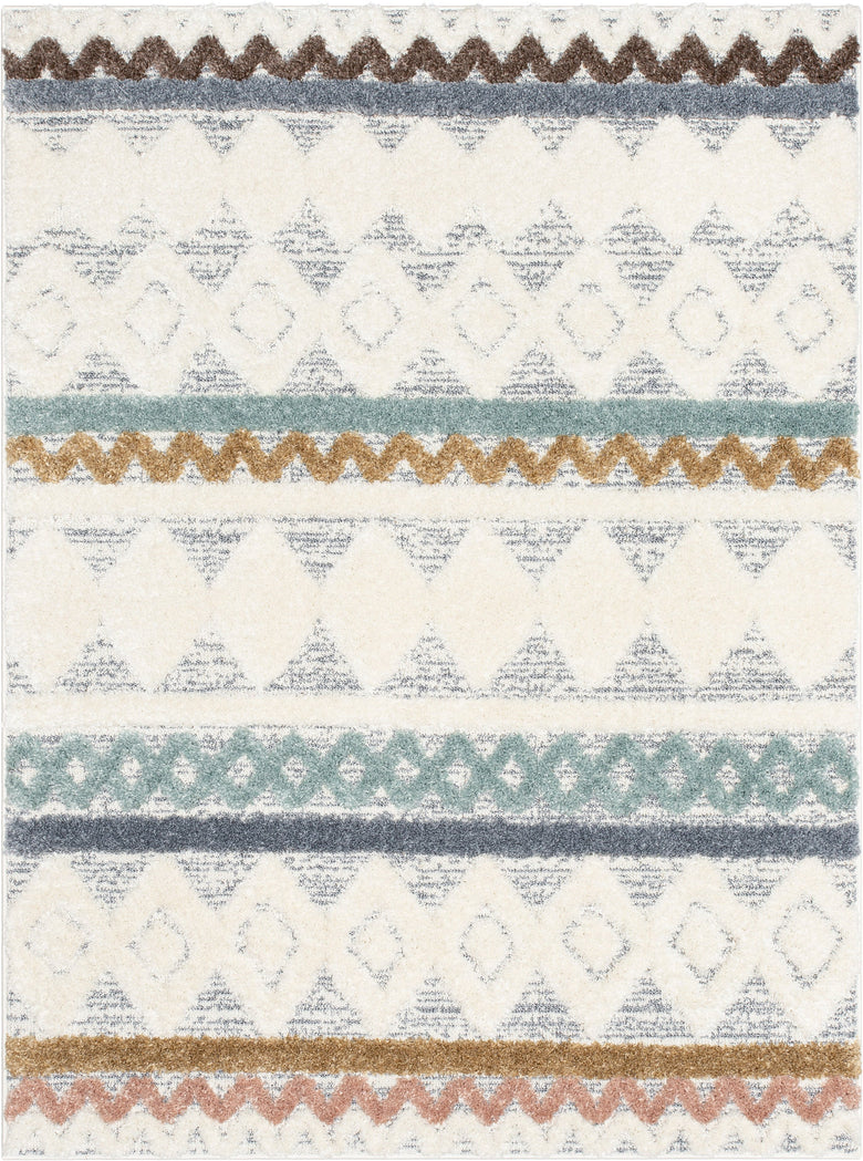 Briseis Moroccan Tribal Diamond Light Blue High-Low Shag Rug DEL-36