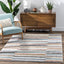 Proteus Modern Stripes Light Blue High-Low Shag Rug DEL-46