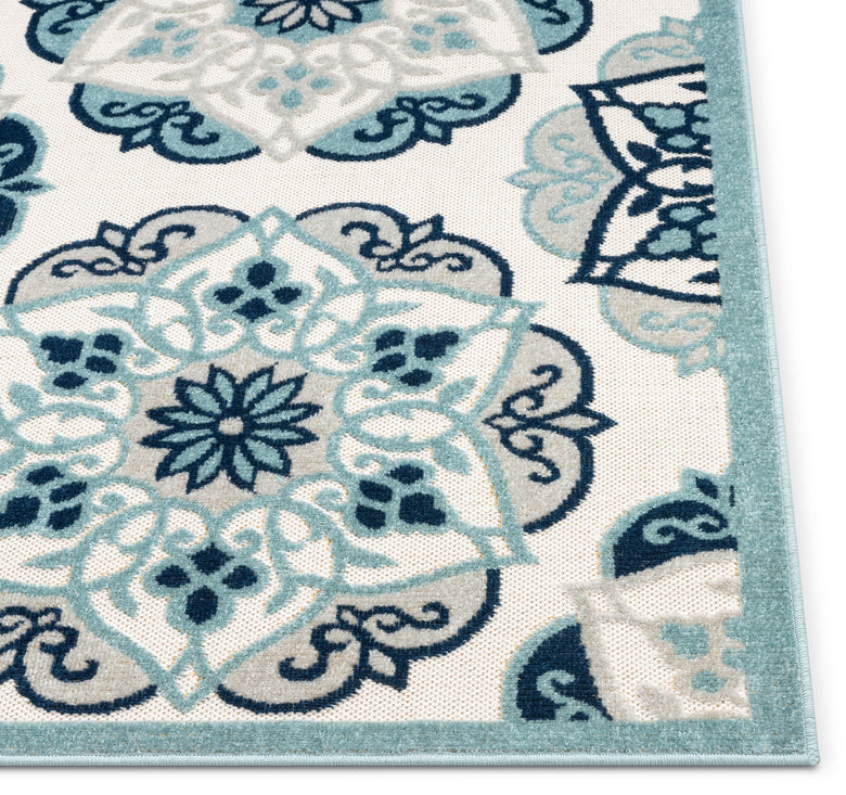Cabo Bold Floral Blue Indoor/Outdoor High-Low Rug DO-334