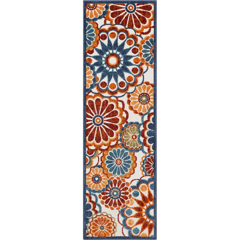 Seri Modern Geometric Indoor/Outdoor Blue High-Low Rug DO-414