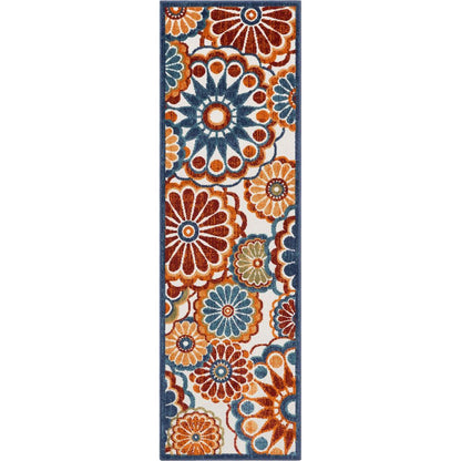 Seri Modern Geometric Indoor/Outdoor Blue High-Low Rug DO-414