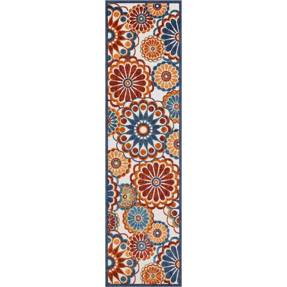 Seri Modern Geometric Indoor/Outdoor Blue High-Low Rug DO-414