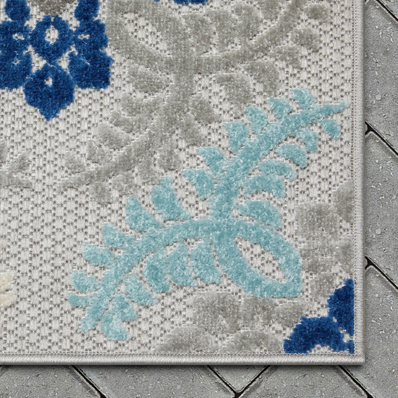 Loewy Modern Geometric Indoor/Outdoor Blue High-Low Rug DO-424