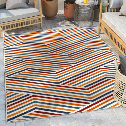 Neema Modern Floral Indoor/Outdoor Terracotta High-Low Rug DO-440