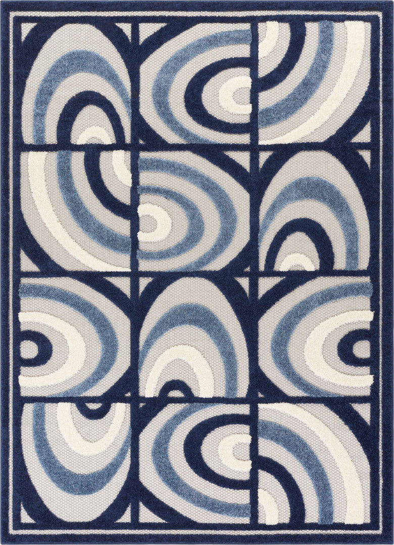 Lucente Blue Modern Indoor Outdoor Rug DO-44