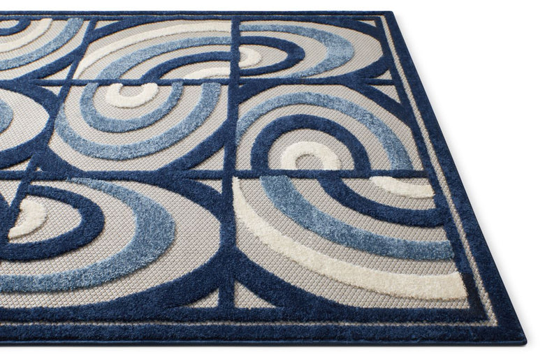 Lucente Blue Modern Indoor Outdoor Rug DO-44