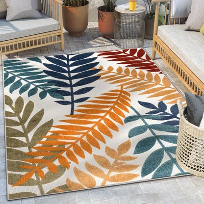 Mariah Ivory Multi Tropical Indoor Outdoor Rug DO-514