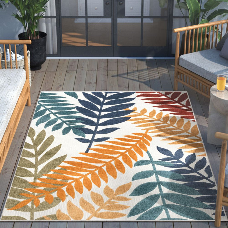Mariah Ivory Multi Tropical Indoor Outdoor Rug DO-514