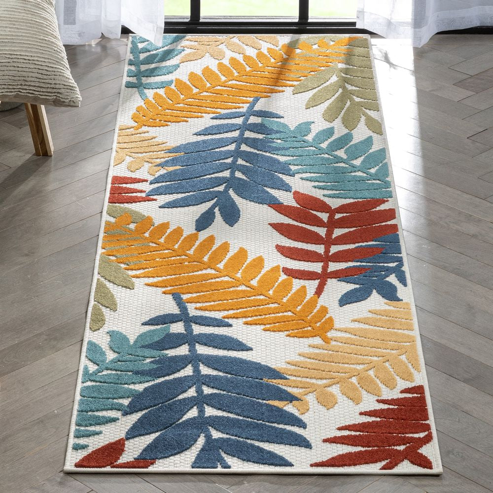 Mariah Ivory Multi Tropical Indoor Outdoor Rug DO-514