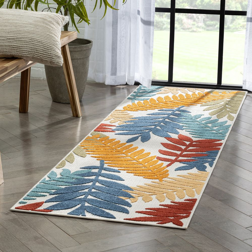 Mariah Ivory Multi Tropical Indoor Outdoor Rug DO-514