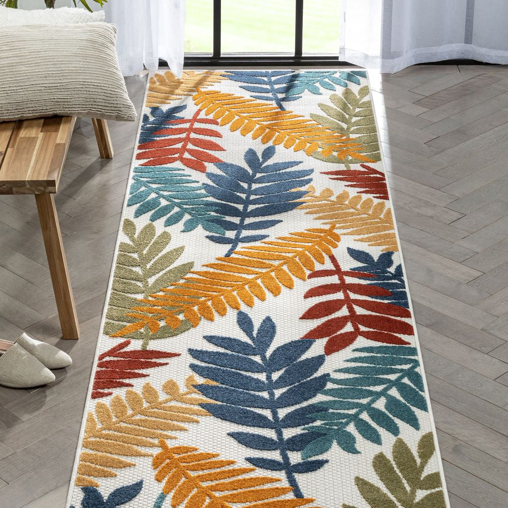 Mariah Ivory Multi Tropical Indoor Outdoor Rug DO-514