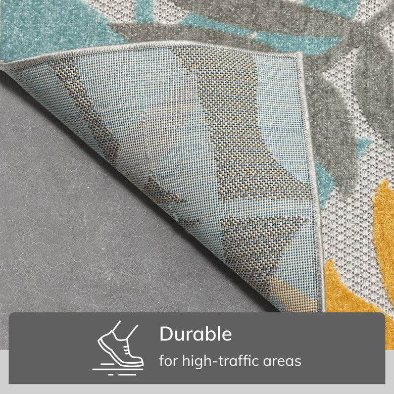 Mariah Grey Tropical Indoor Outdoor Rug DO-517